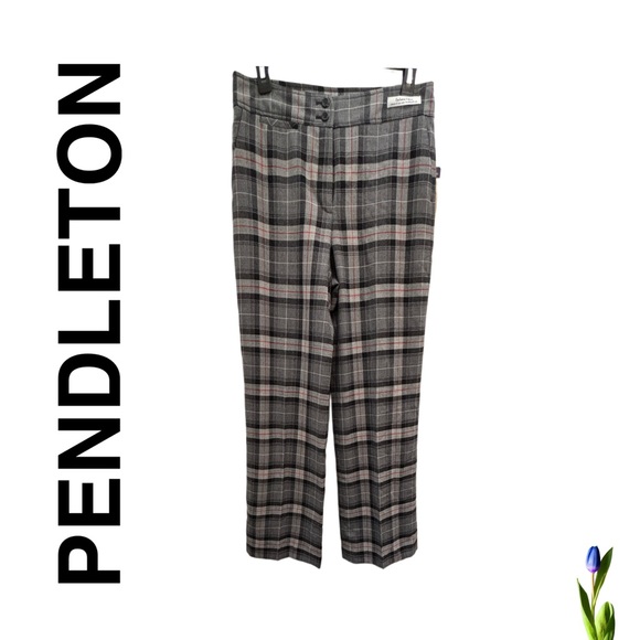Vintage Pendleton Tartan squares grey, pant 100% virgin wool Women's Size 8 - Picture 1 of 5